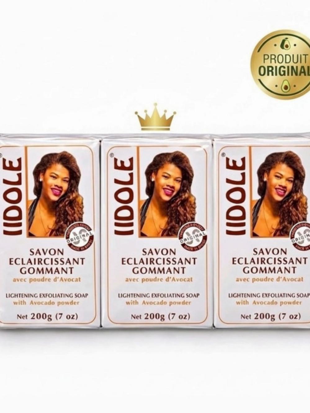 IDOLE Savon Éclaircissant Gommant Avocado Powder Exfoliating Soap 3-Pack NWT